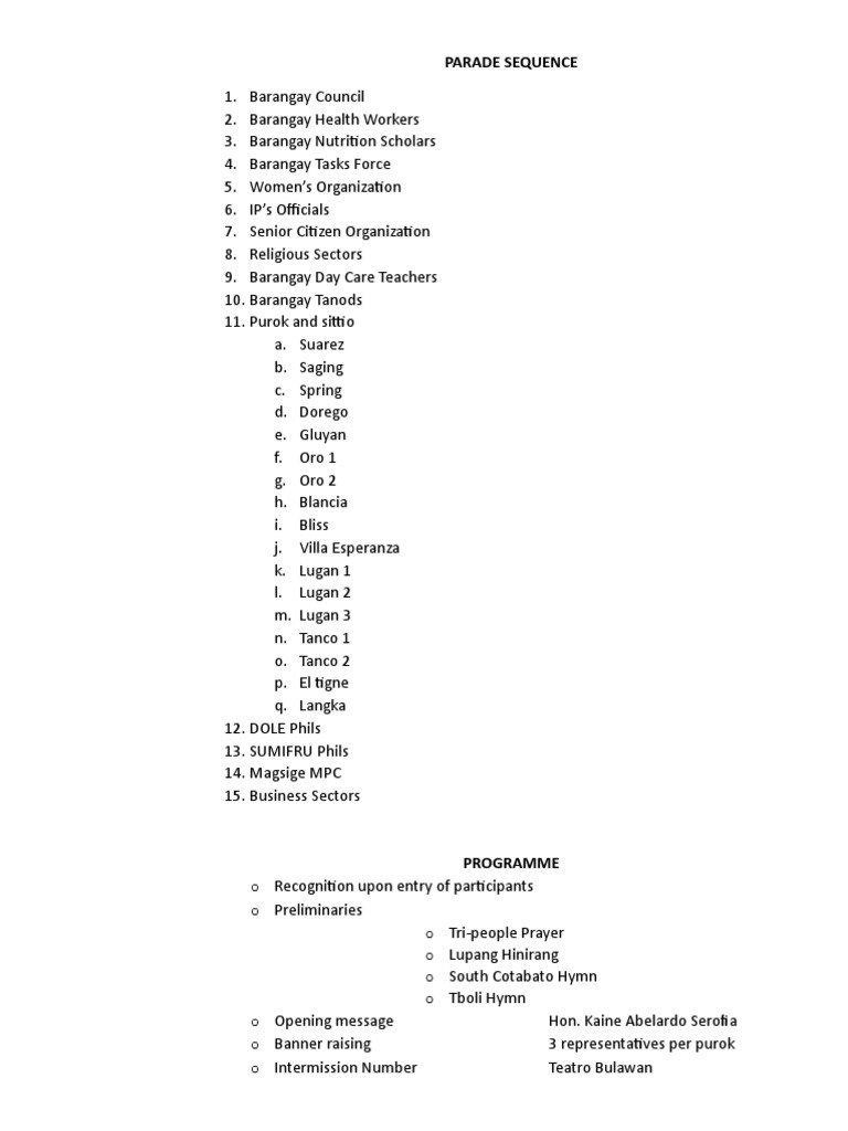 Barangay Fiesta Opening Salvo Program | PDF