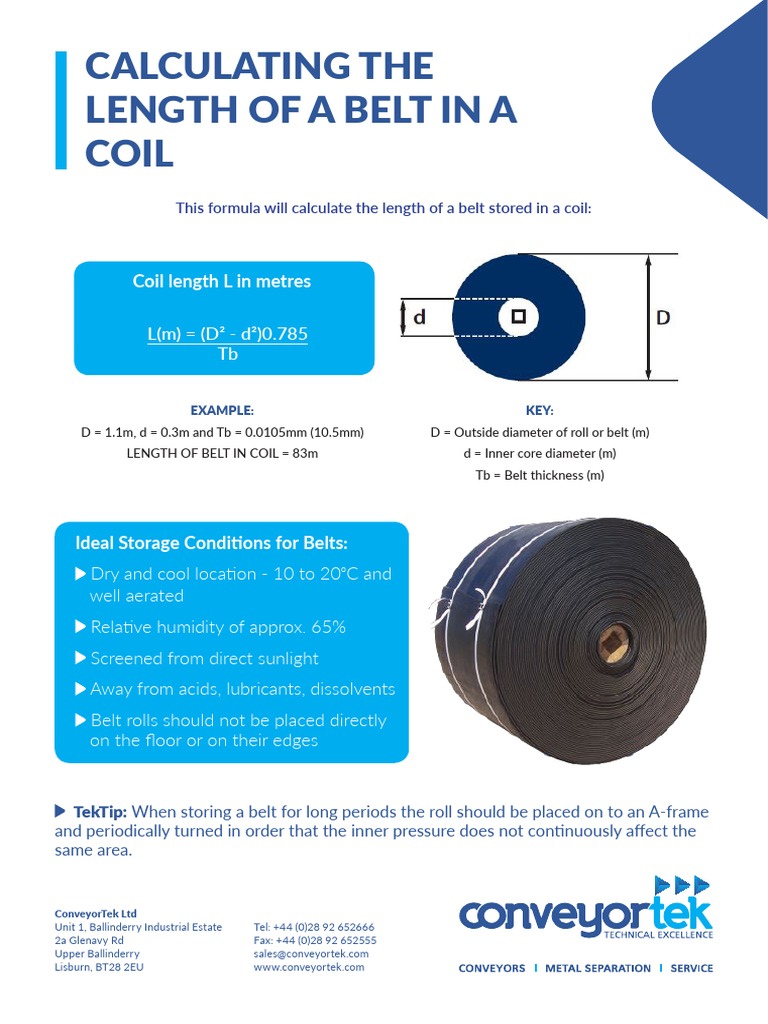 Calculating The Length of A Belt in A Coil PDF