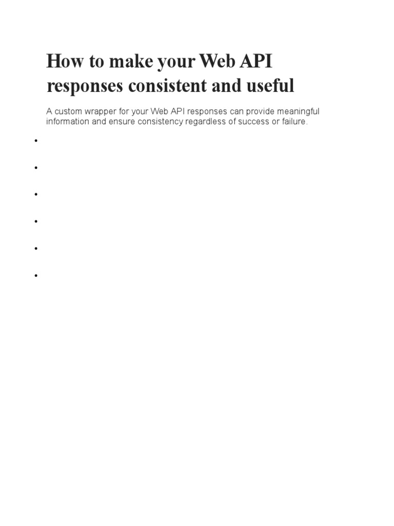 How To Make Your Web API Responses Consistent and Useful | PDF | World ...