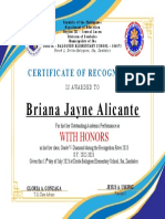 Certificate - With Honors