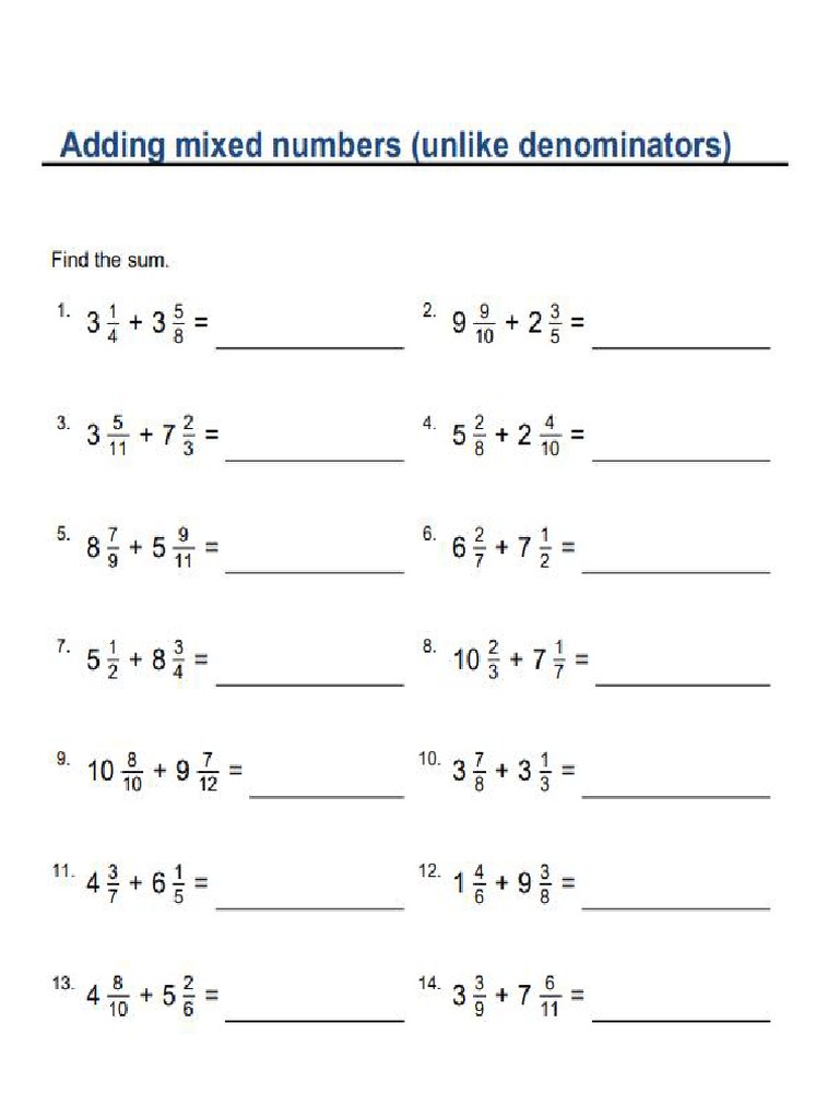 Mixed Numbers | PDF