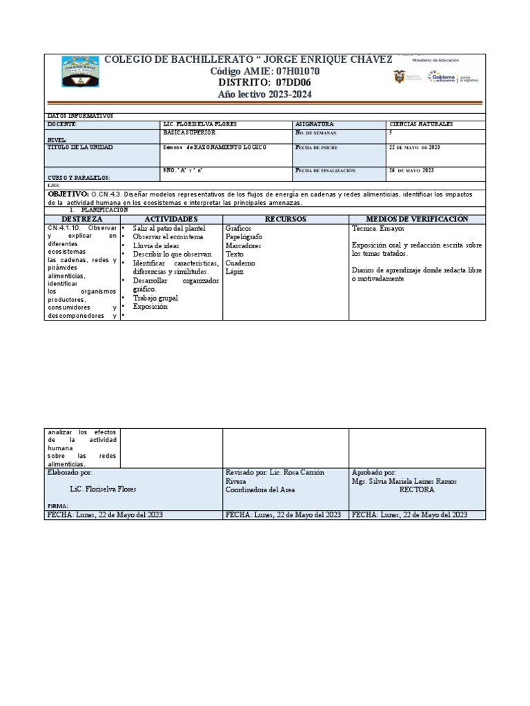 Plan Diag. 05Ccnn9no2023 Raz. Logic. PDF Aprendizaje