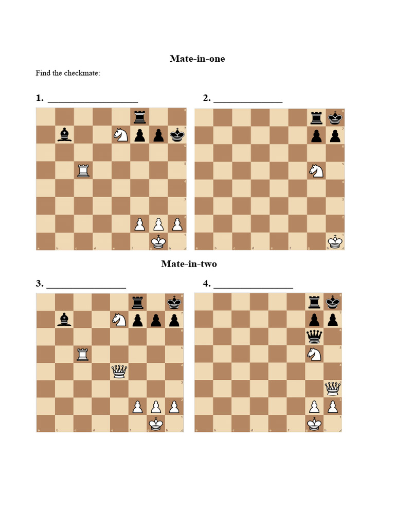 Worksheet - Checkmate Puzzles 2 | PDF | Cooking, Food & Wine