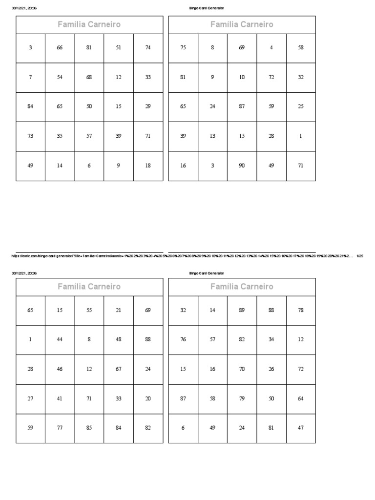 Bingo Card Generator Pdf Gambling Games Games Of Chance