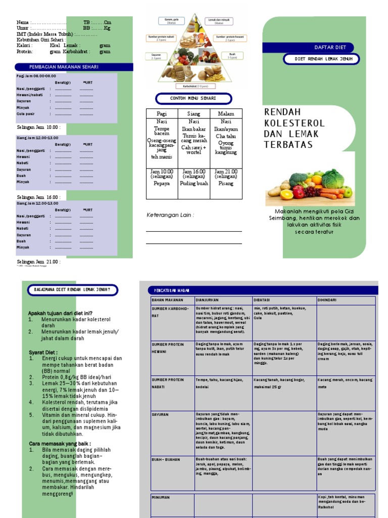 Menu Diet Rendah Kolesterol Sehari-hari | PDF