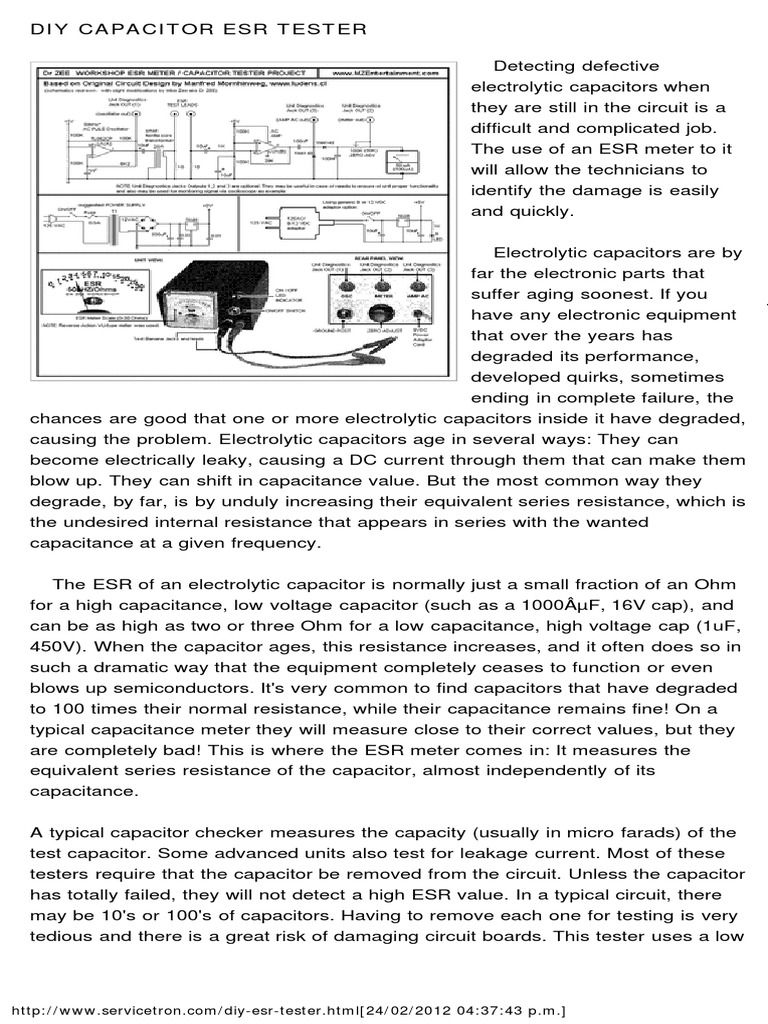 medidor ESR Capacitor Tester Audio Video Service Guide PDF