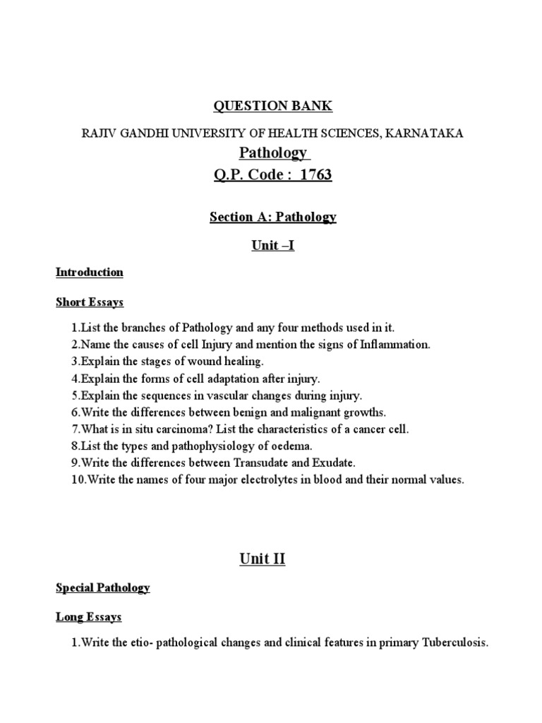 Pathology Question Bank for Nursing Students | PDF | Cancer | Pathology