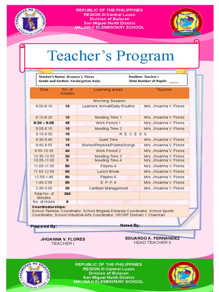 Malina Elementary School Teacher Programs | PDF | Teachers