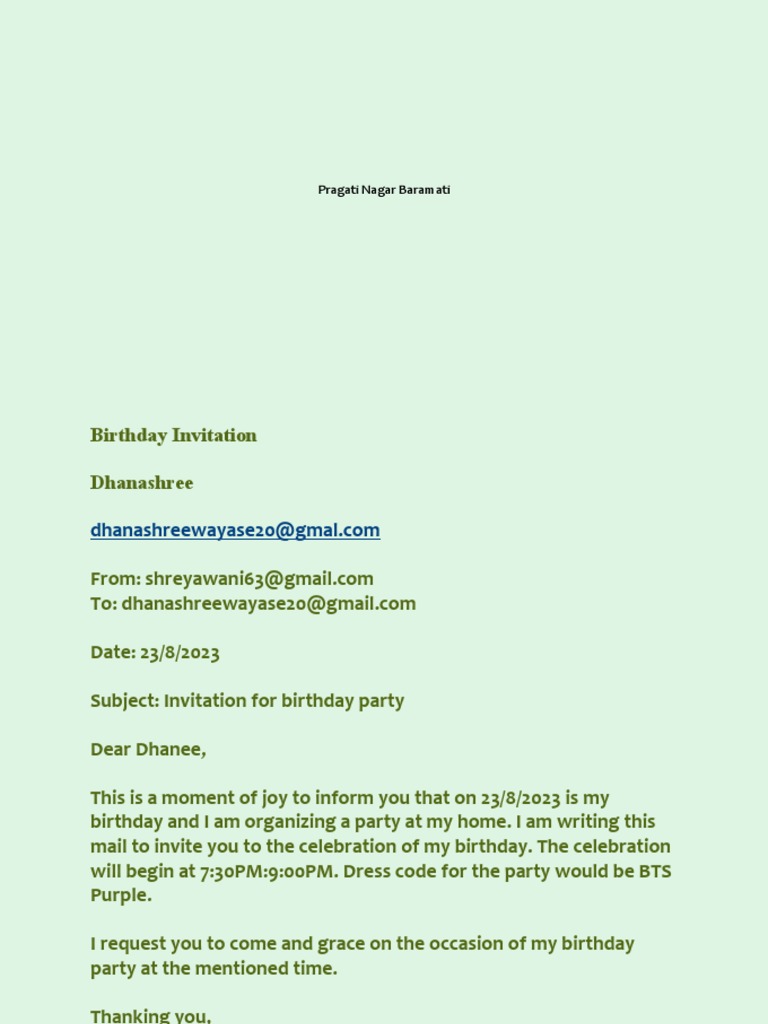 Birthday Invitation | PDF