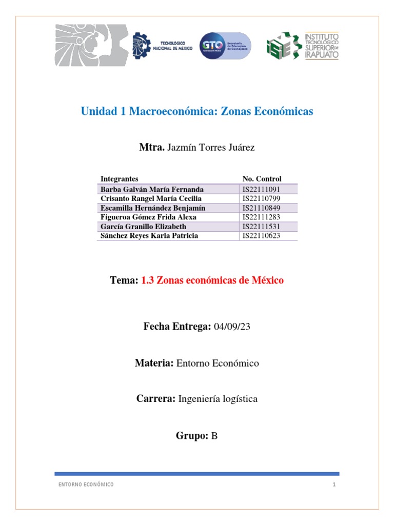 1.3 Zonas Economicas de México | PDF | Agricultura | México