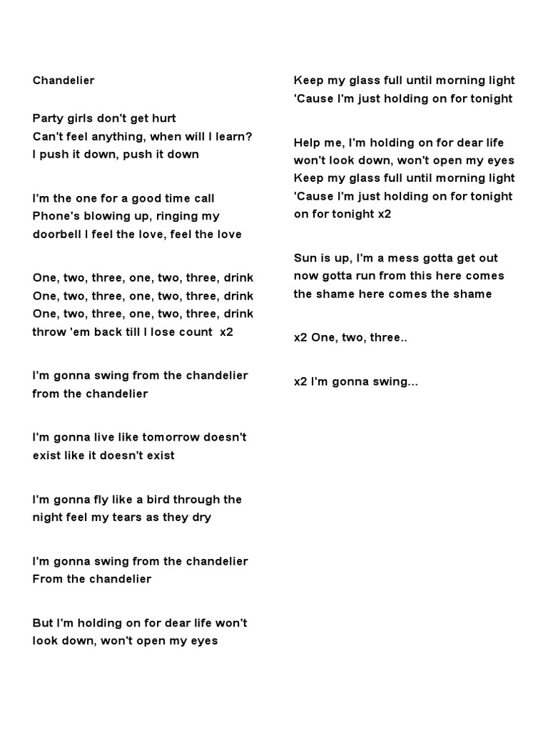 Chandelier Song PDF