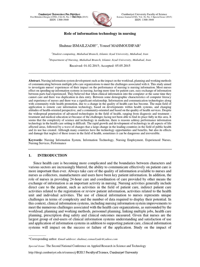 Role of Information Technology in Nursing (#564611) - 714065 | PDF ...