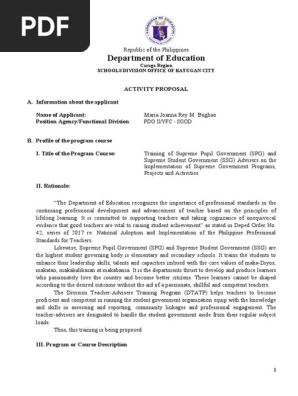 Training Proposal Teacher Advisers Training Program