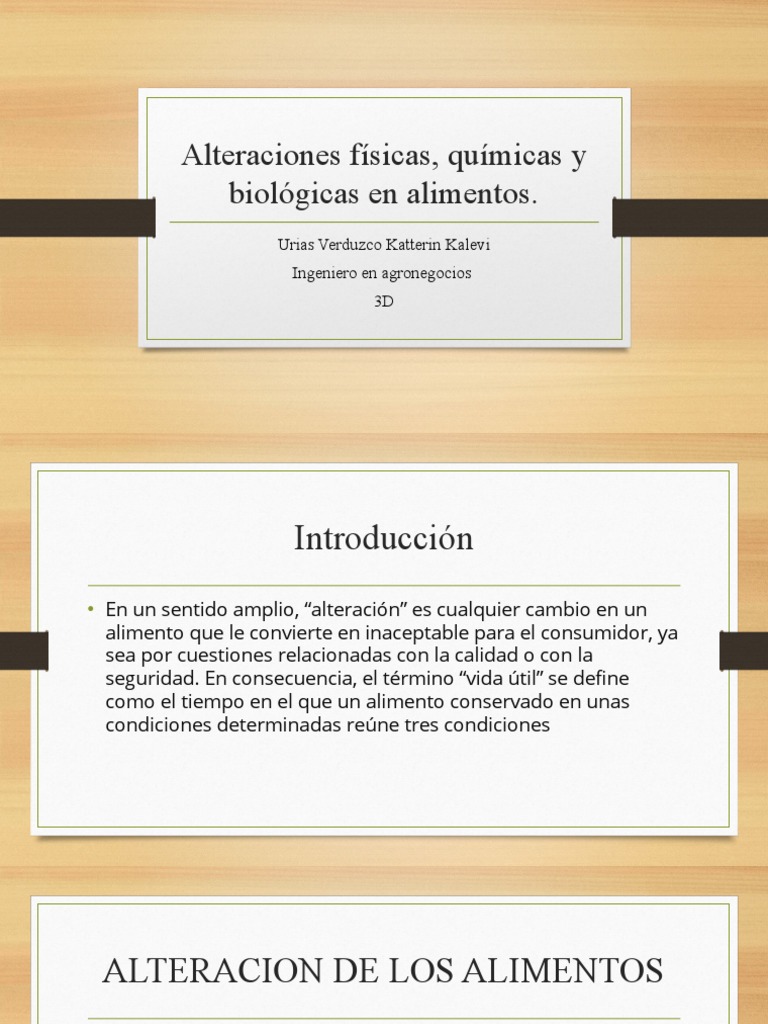 Tipos de Alteraciones en Alimentos | PDF | Alimentos | Agua