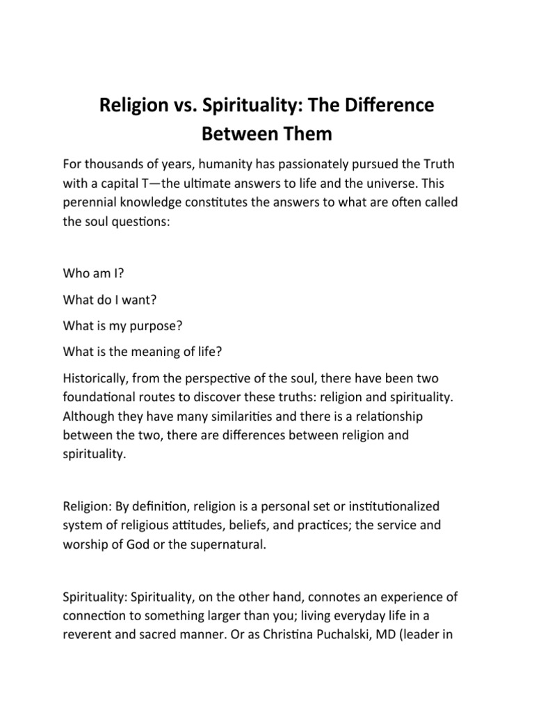 Distinguishing Religion from Spirituality | PDF | Spirituality | Faith