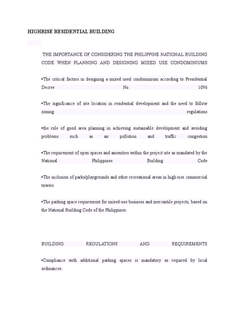 Residential High Rise Construction Rules Reference: High Rise Building Regulations In The Philippines Pdf