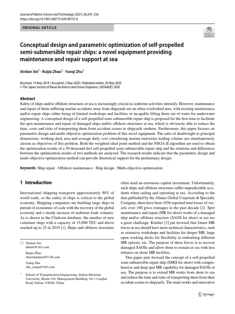 Conceptual design and parametric optimization of self propelled