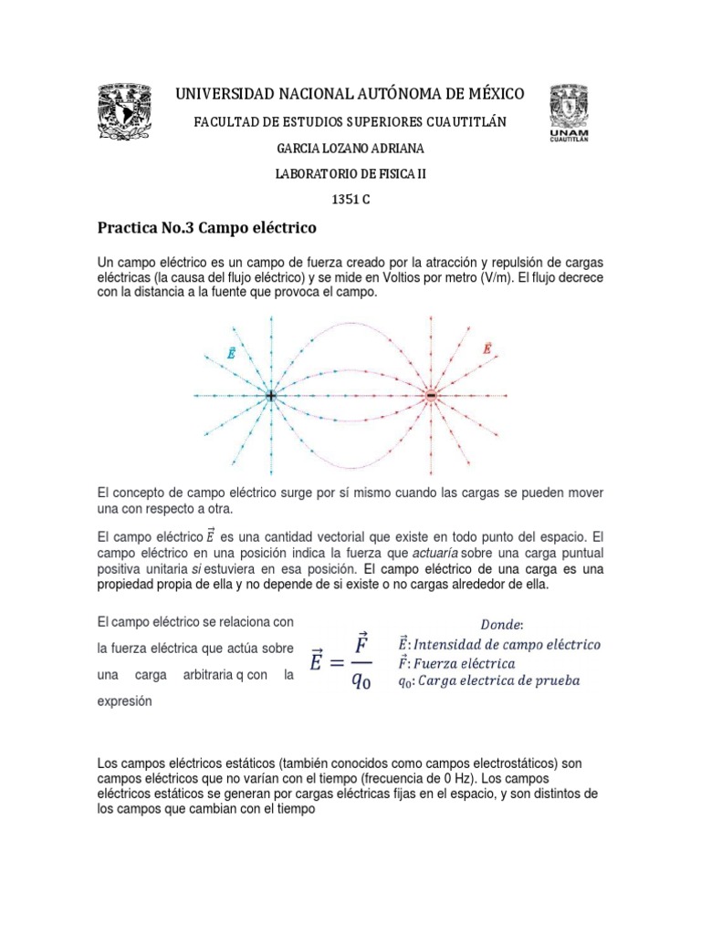 Practica No.3 Campo Eléctrico | PDF