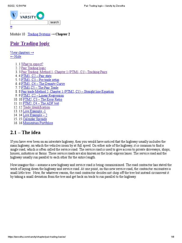 Zerodha Study On Pair Trading PDF Standard Deviation Variance