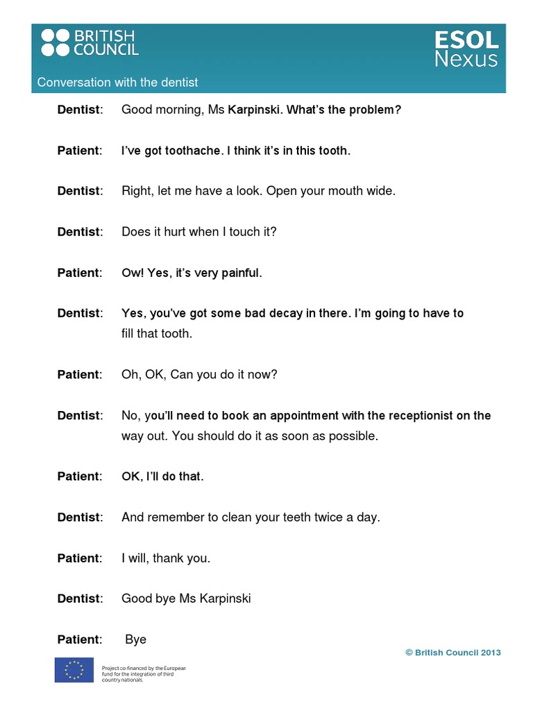 At The Dentist 2 Conversation To Download | PDF | Wellness | Science ...