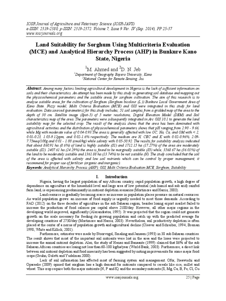 Land Suitability For Sorghum Using Multi | PDF | Soil | Loam