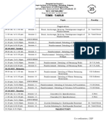 Time TablLE RCC Detailing