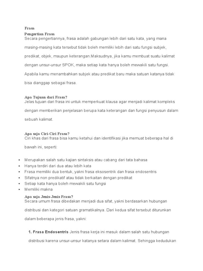 Contoh Frasa Nomina dan Jenisnya | PDF