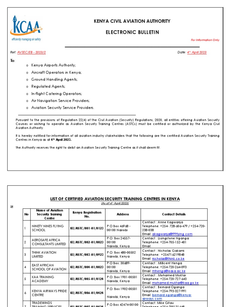 AVIATION COURSES IN KENYA REQUIREMENTS intelligence overview