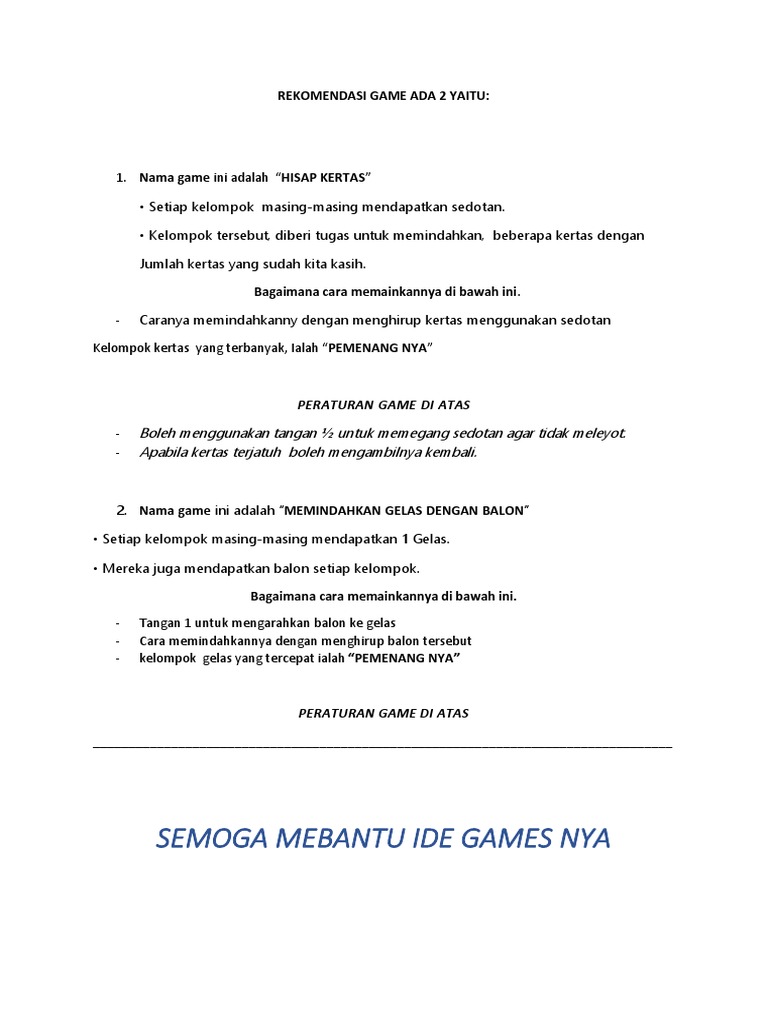 Rekomendasi Game | PDF | Game & Aktivitas | Griya & Taman