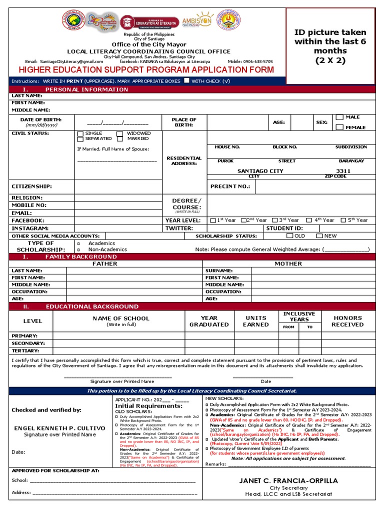 Higher Education Support Program Form | PDF