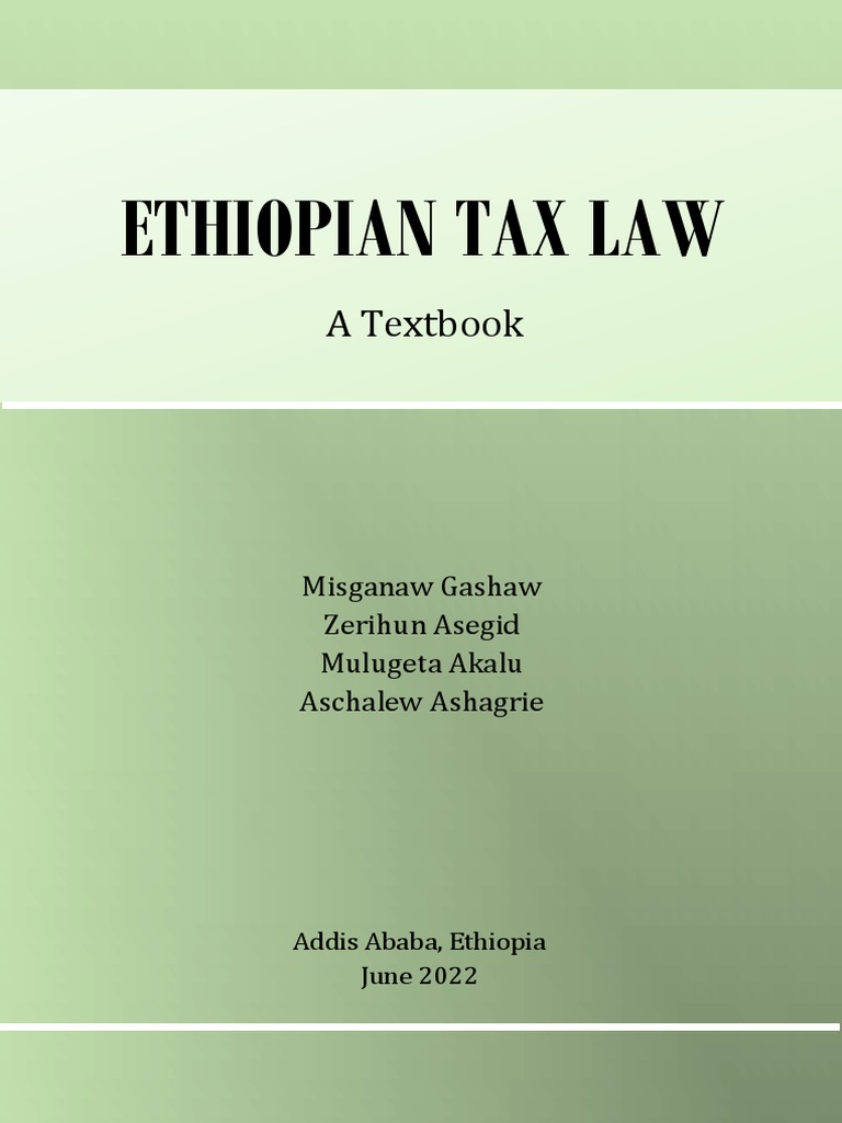 Ethiopian Tax Law New Text Book PDF Taxes Value Added Tax