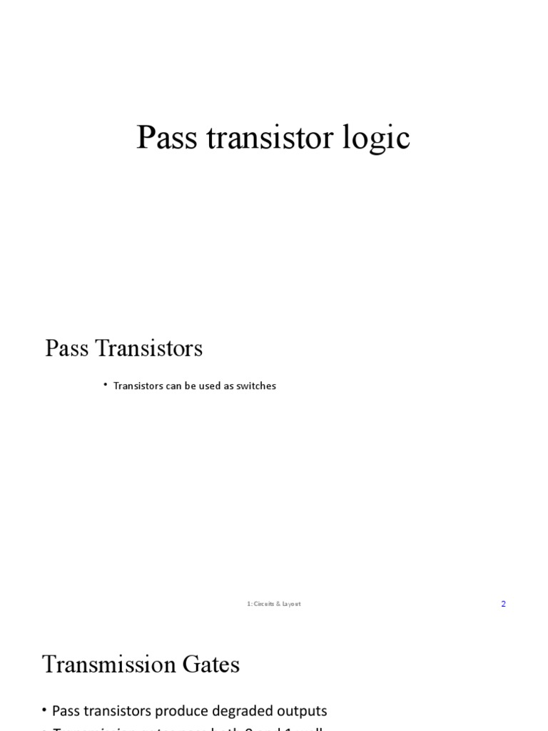 Pass Transistor Logic | PDF | Logic Gate | Computing