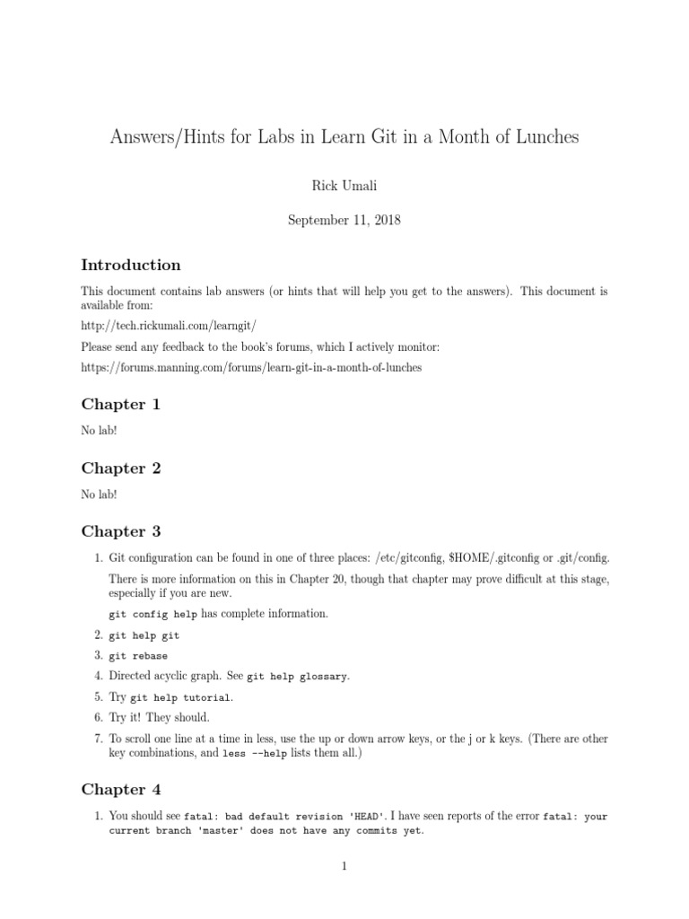 Git Lab Answers and Hints Guide | PDF | Computer File | Computing
