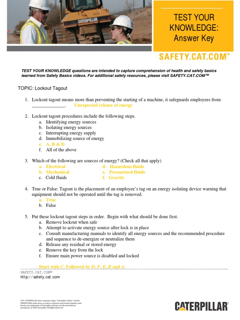 Key Lockout Tagout Answer PDF