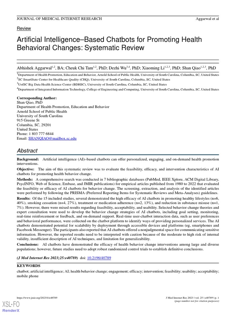 AI Chatbots for Health Behavior Change | PDF | Artificial Intelligence ...