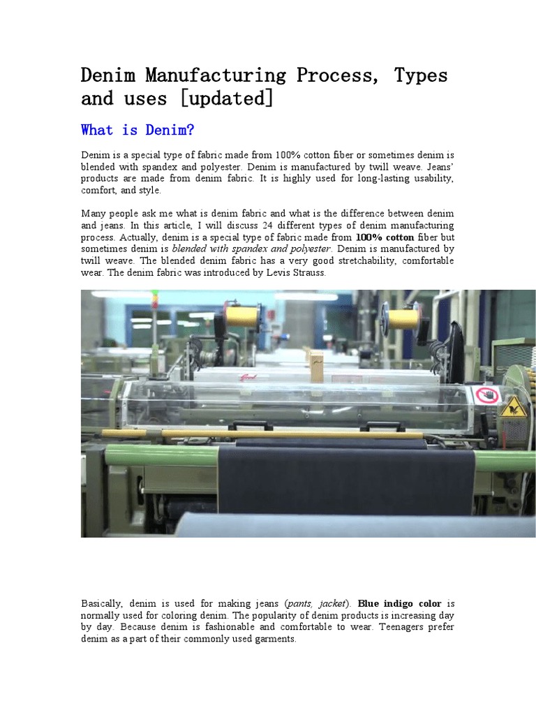 Denim Manufacturing Process PDF Jeans Yarn