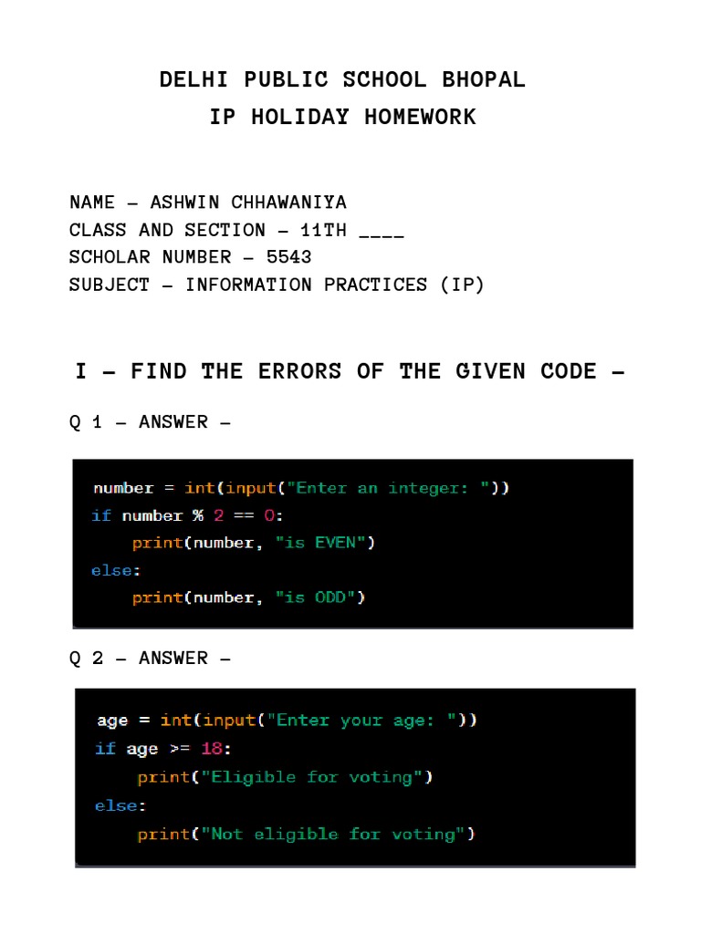 IP Homework: Error Finding & Coding Tasks | PDF