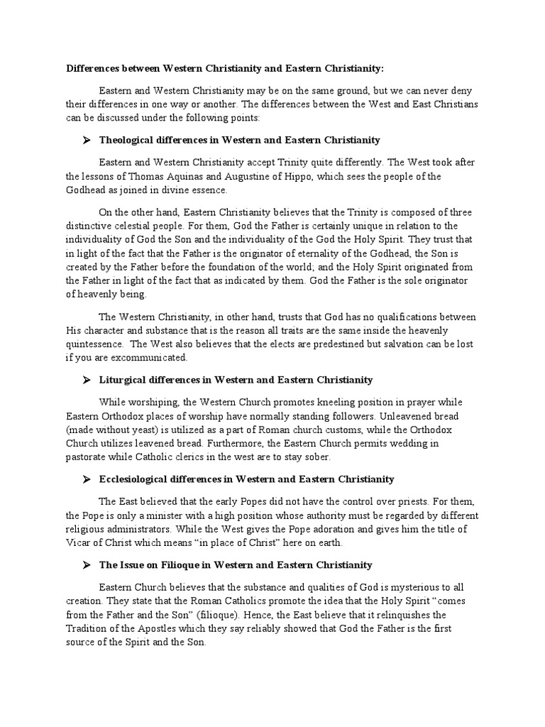 Western vs Eastern Christianity Differences | PDF | God The Father ...