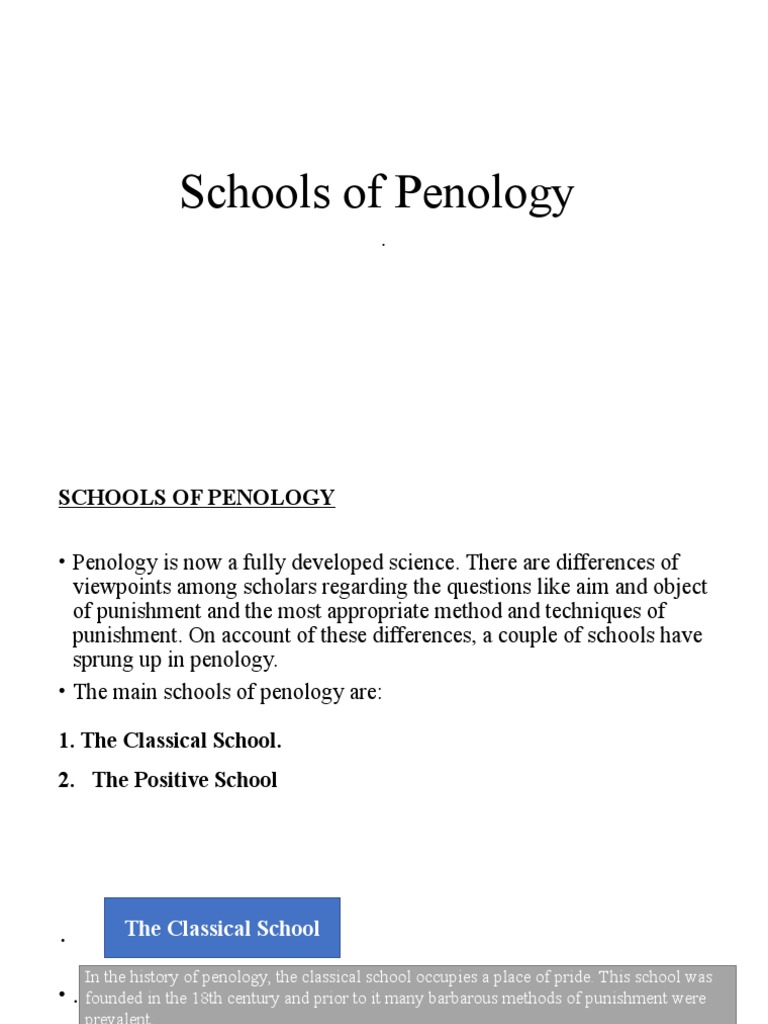 Schools of Penalogy | PDF | Punishments | Crimes