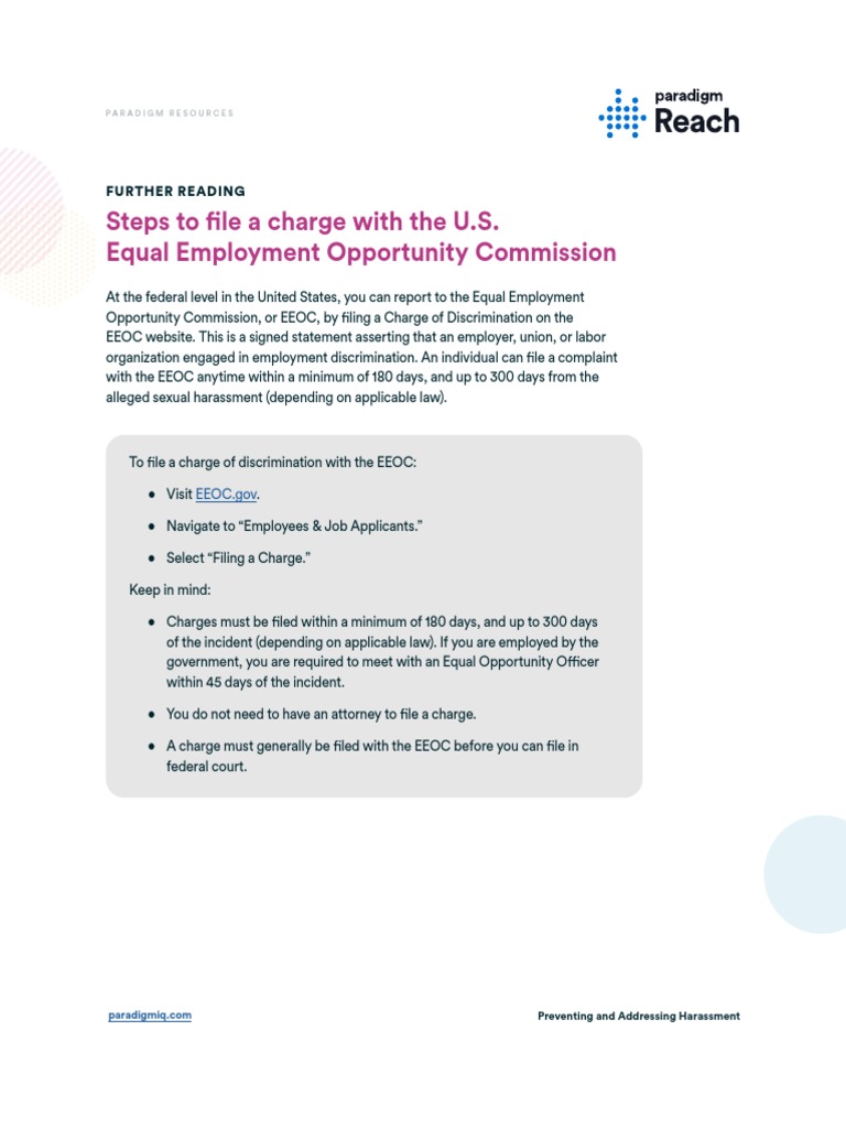 Steps to file a charge with the US EEOC PDF