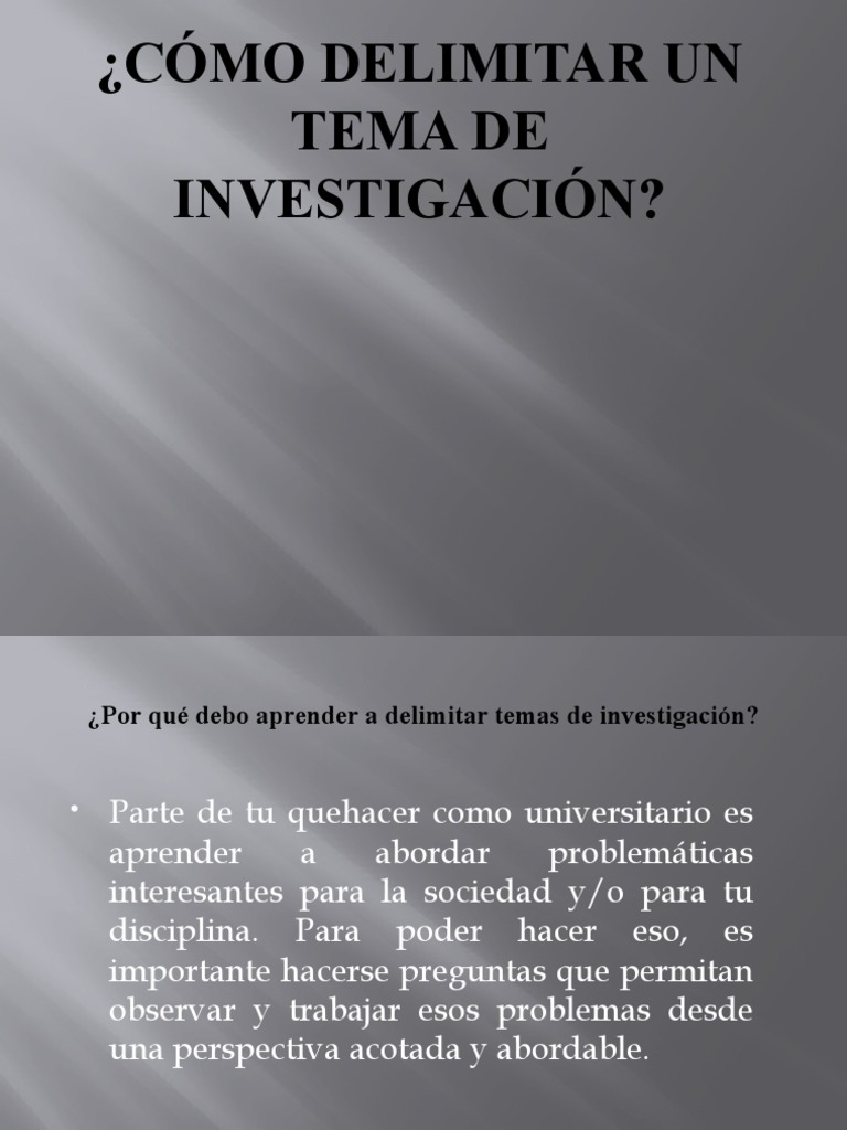 Cómo Delimitar un Tema de Investigación | PDF | Crecimiento personal y ...