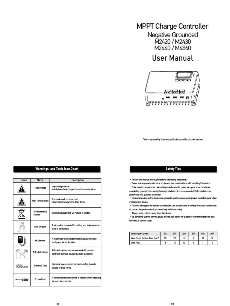 MPPT Charge Controller: User Manual | PDF | Photovoltaic System ...