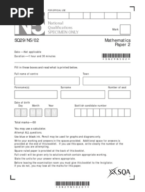 Specimen Paper 2 Ques Only