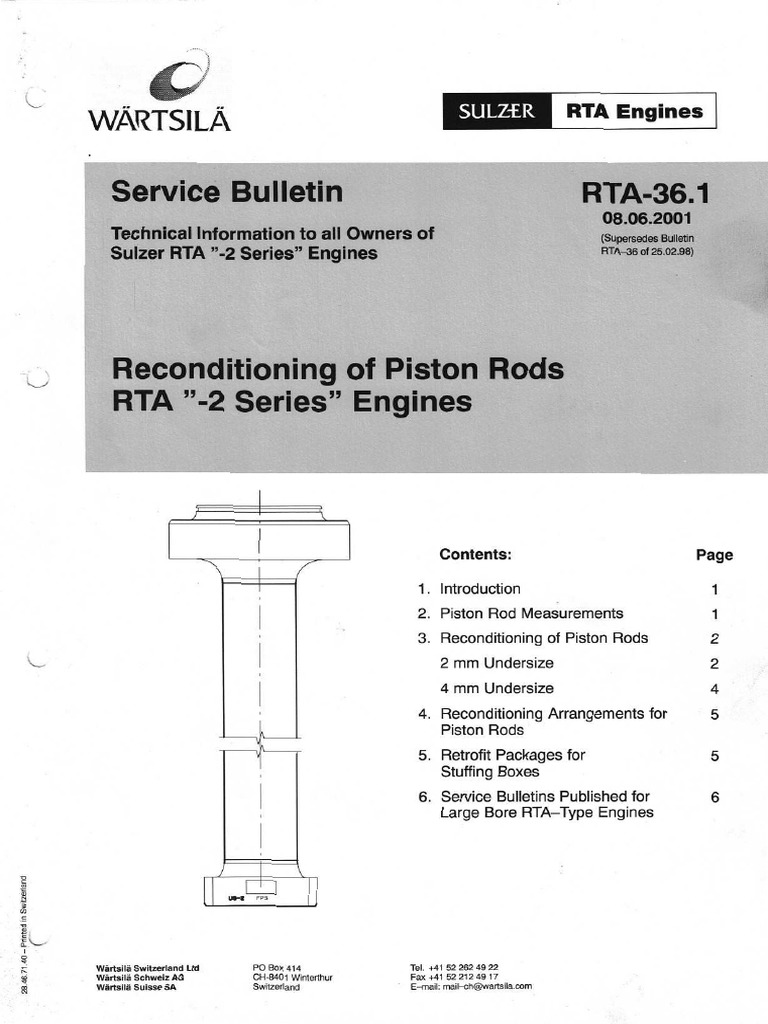 RTA Series Piston Rod Service Bulletin | PDF