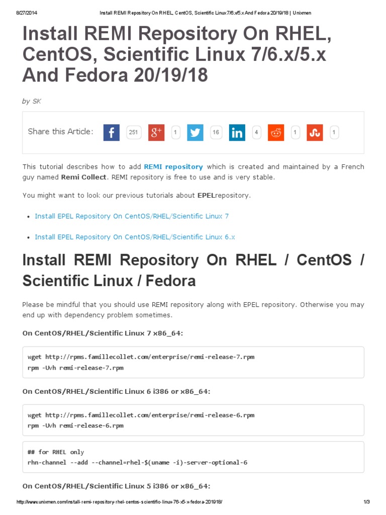 Install REMI Repository On RHEL, CentOS, Scientific Linux 7 6.x 5 PDF Software