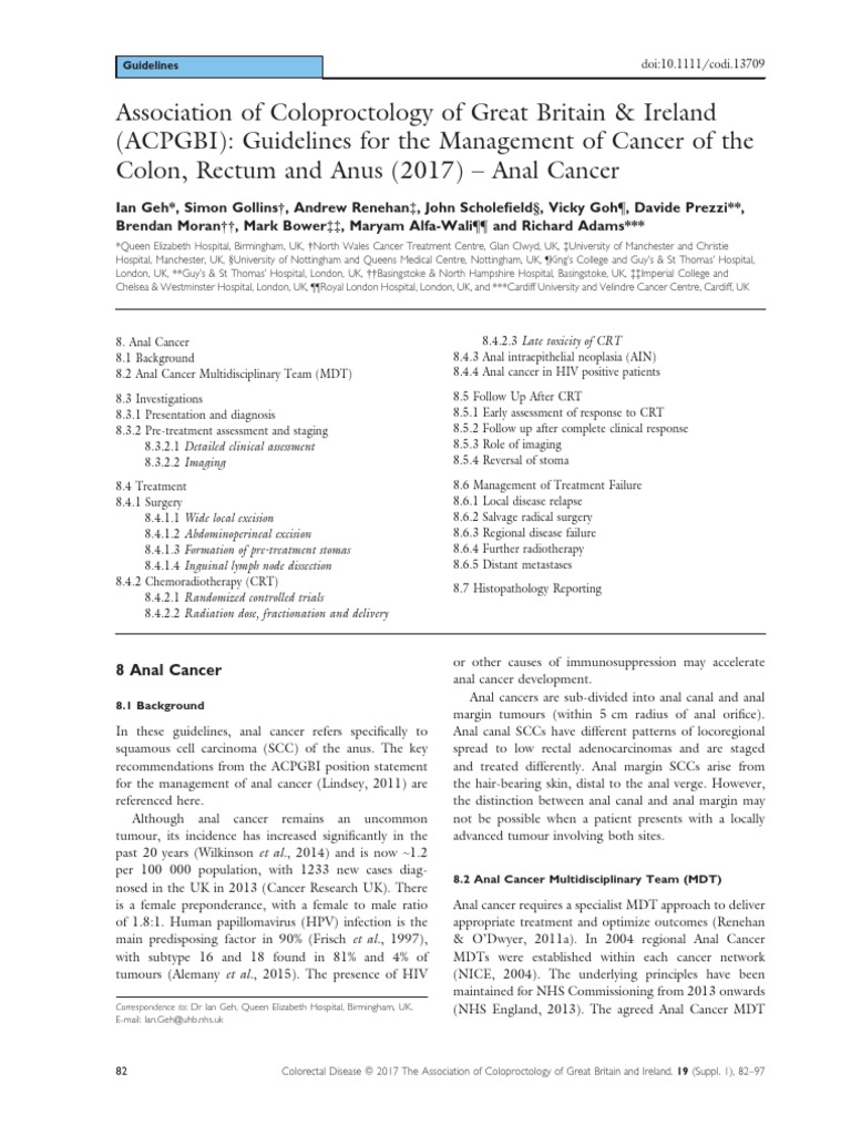 ACPGBI Anal Ca | PDF | Radiation Therapy | Cervical Cancer