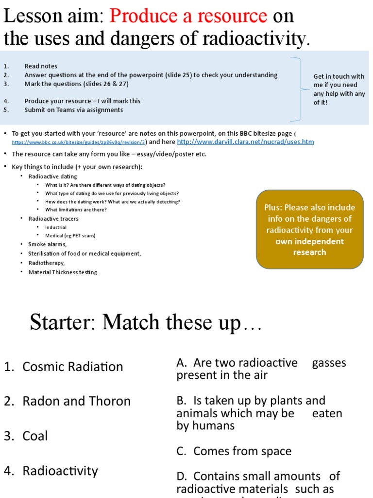 6. Uses of Radioactivity including Radioactive Dating PDF Radioactive Decay Atoms