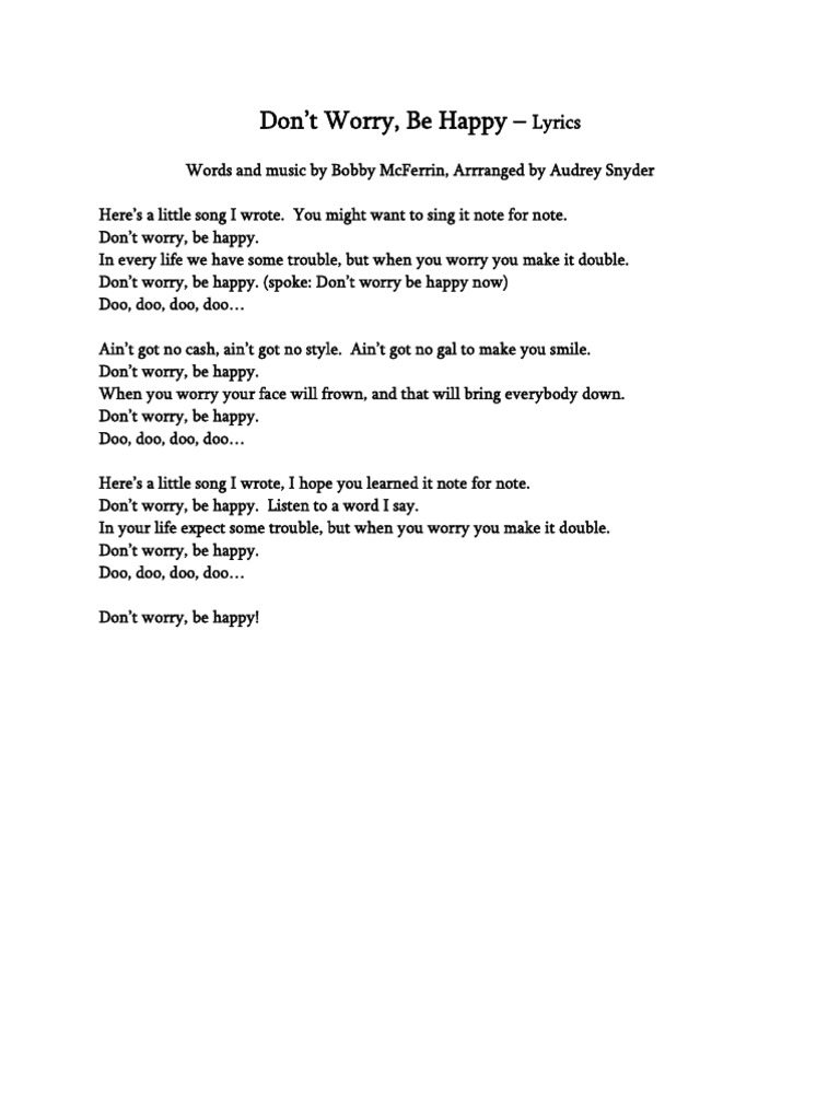 Don't Worry, Be Happy Lyrics | PDF