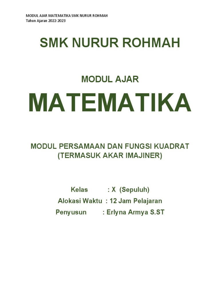 Modul mtk fase e 04 persamaan dan fungsi kuadrat termasuk akar