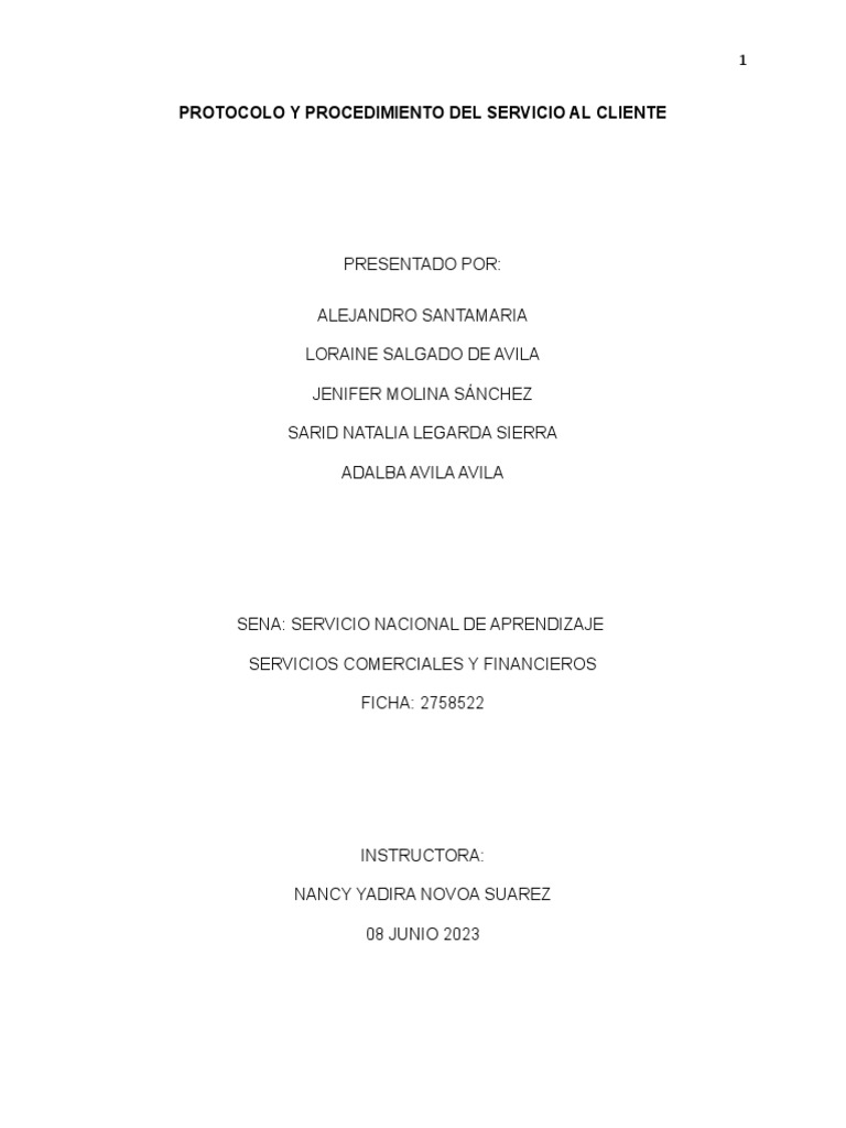Protocolo y Procedimiento de Servicio Al Cliente | PDF | Bancos ...